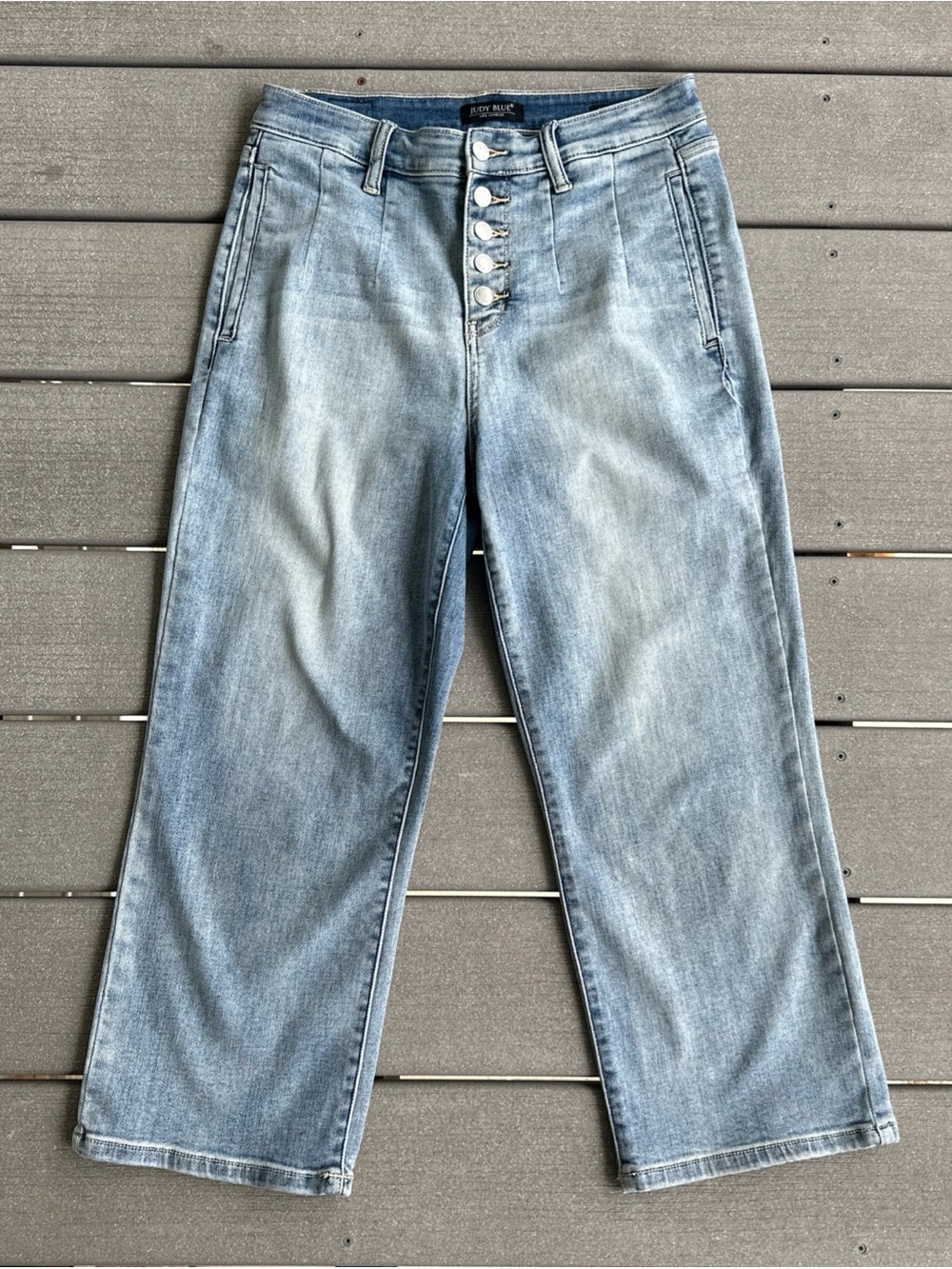 Judy Blue Size 9/29 Wide Leg Denim Jeans High Waist Button Fly JB82477LT Stretch